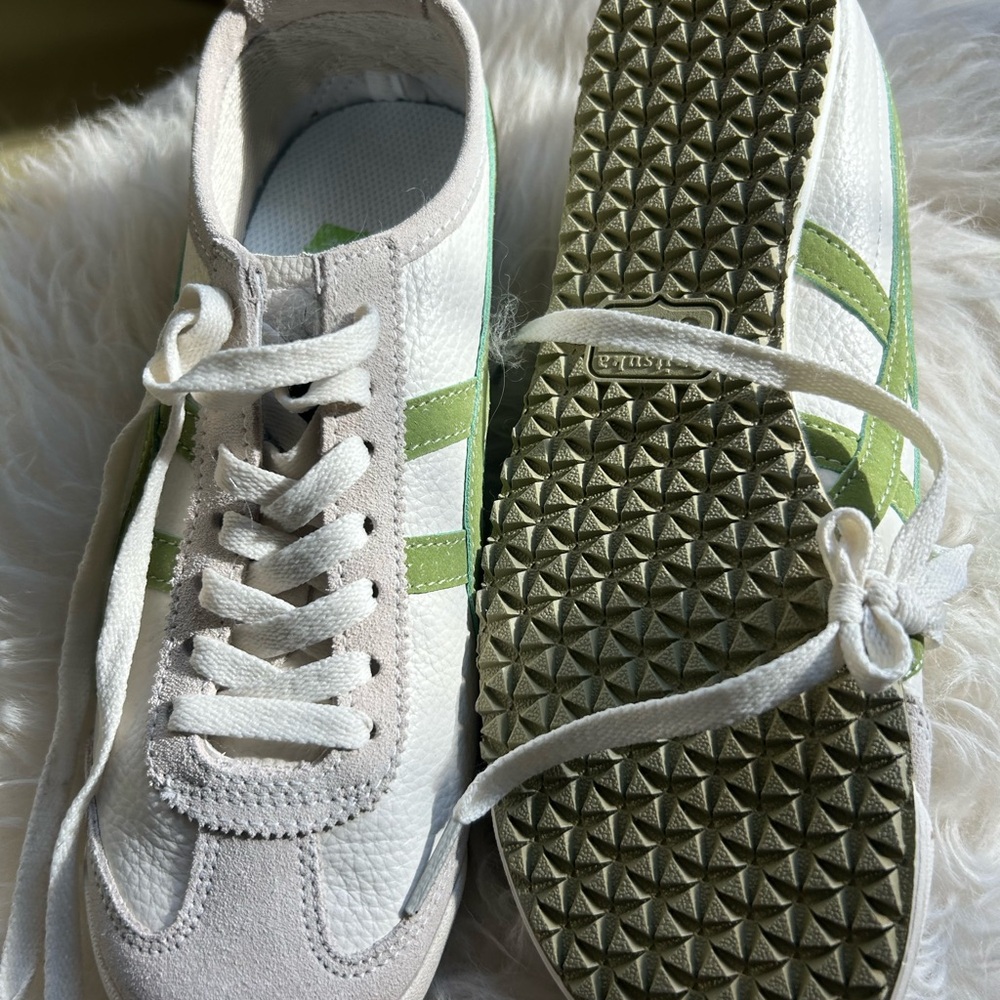 Onitsuka Tiger by Asics White and Green Athletic Shoes